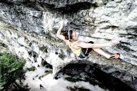 Ja-In Kim climbs in Arco, Italy, on May 22, 2014.