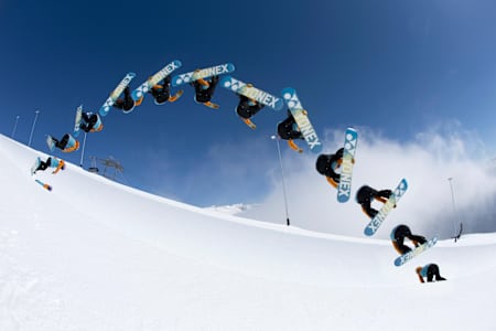 Queralt Castellet in der Superpipe in Laax, Schweiz