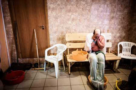 Warming up after the swim