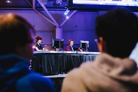 Scarlett and HuK in front of the Toronto audience