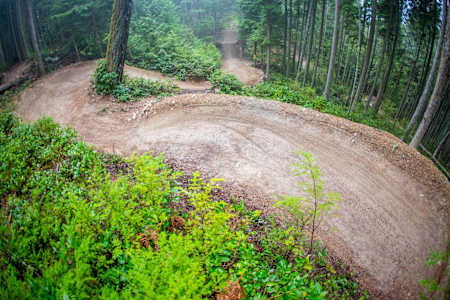 Perfectly groomed berms greet riders at Coast Gravity Park