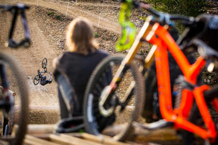 Pros watching pros at Coast Gravity Park, British Columbia, Canada