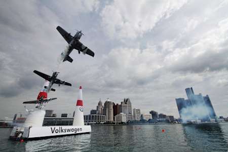 Hannes Arch tears through a pylon in practice