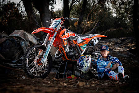 Facchetti con la Ktm 125 che guida da un anno