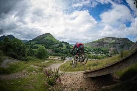 Getting air time at Revolution Bike Park