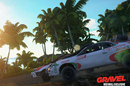 A screenshot of a Toyota Celica GT4 rally car