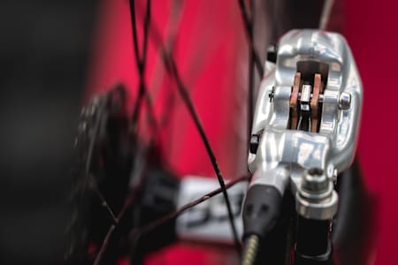 The rear brake on Finn Iles' MTB