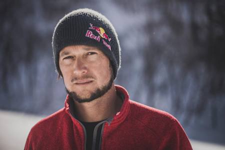 Levi Siver poses for a portrait at Mount Rishiri in Hokkaido, Japan on March 10, 2017