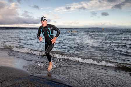 Atleta luego de la prueba de natación
