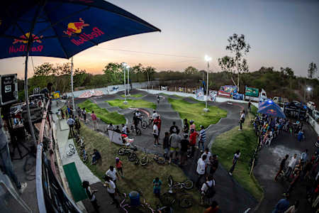 View of the entire pump track at WallRide Park