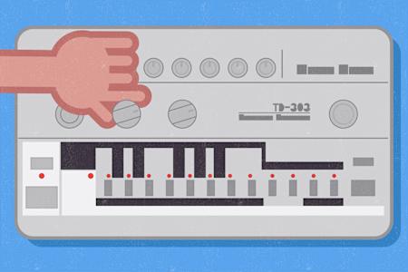 Dibujo de un sintetizador Roland TB 303.
