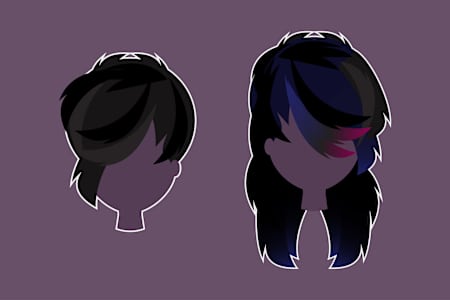 Un dibujo del corte de pelo Emo empleado por bandas como Fall Out Boy.