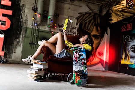 RebMoe står ikke mye på skateboard, men er ikke redd for nye ting.