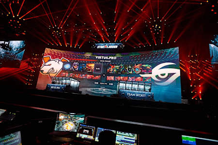 A photo of the final game between Virtus.Pro and Team Secret at the Chongqing Major
