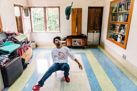 B-Boy Hotshot dances in his home in Kolkata
