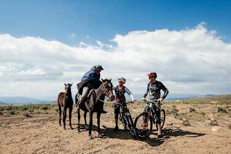 Rob Warner and Matt Jones on their MTBs in Lesotho, Africa.