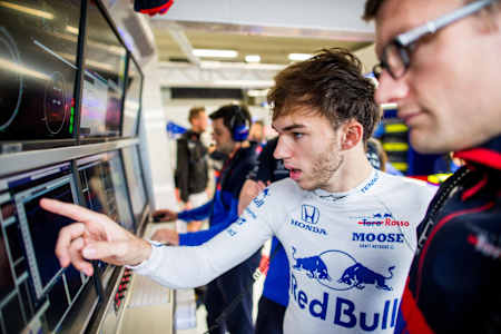 Pierre Gasly of Scuderia Toro Rosso and France during practice for the F1 Grand Prix of Brazil at Autodromo Jose Carlos Pace.