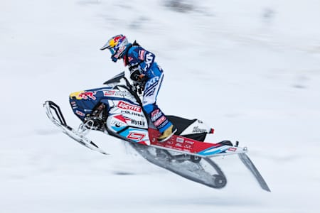 Levi Lavallee seen during a training session at Arctic Man in Paxson, Alaska, USA, on April 5, 2017.