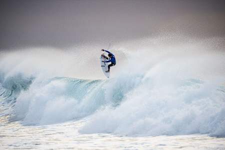 Julian Wilson gets airborne at Bells, 2016.