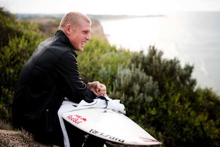 Mick Fanning surveys the scene at Bells Beach.