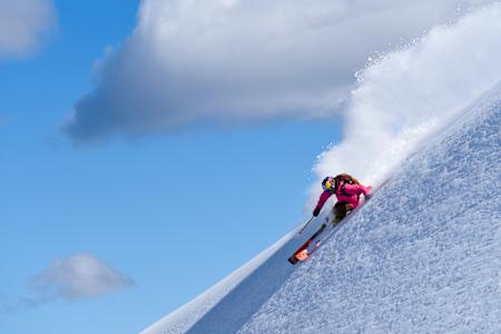 Big mountain skier Angel Collinson in Chile, 2017