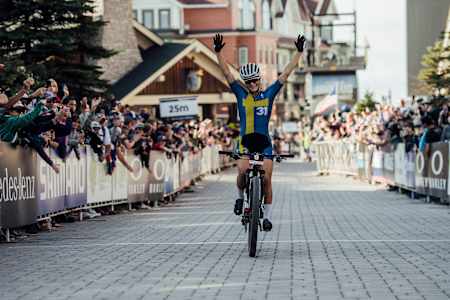 Jenny Rissveds performs at the UCI XCC World Cup in Snowshoe, USA on September 7, 2019.