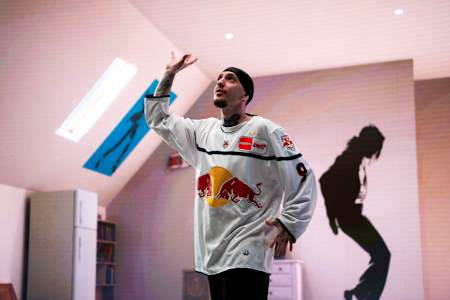 Swiss dancer Poppin'C seen during production of One Life One Dance.