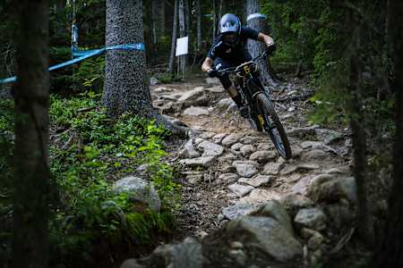 Rider racing Swedish Championship in Enduro in Järvsö on the 16th of June 2021.