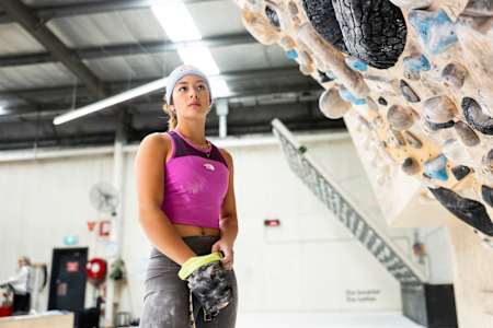 Angie Scarth-Johnson internalising the next route