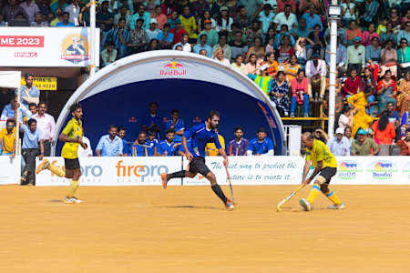 Action from the Kodava Hockey Festival 2023 final