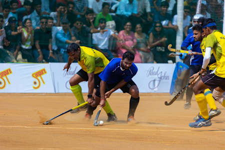 Action from the Kodava Hockey Festival 2023 final