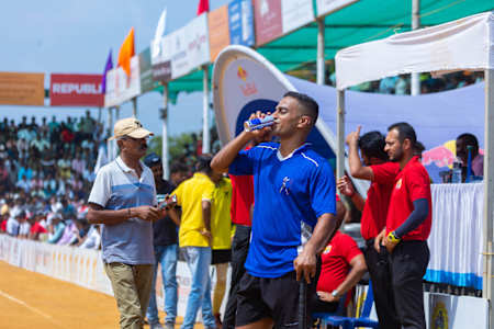 A finalist prepares for action at Kodava Hockey Festival 2023