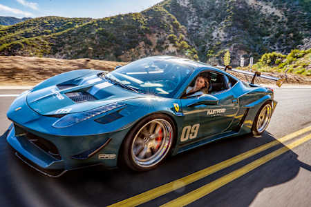 Happiest behind the wheel: Hartford drives on the Angeles Crest Highway.