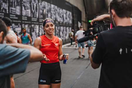 Ida Mathilde faces cameras at the Hyrox World Championship in Nice, France, on June 7, 2024. 