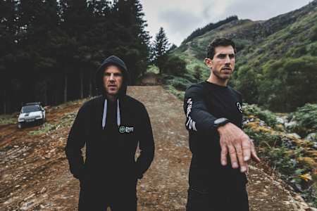 Gee & Dan assess changes to the Red Bull Hardline course in Wales, 2022