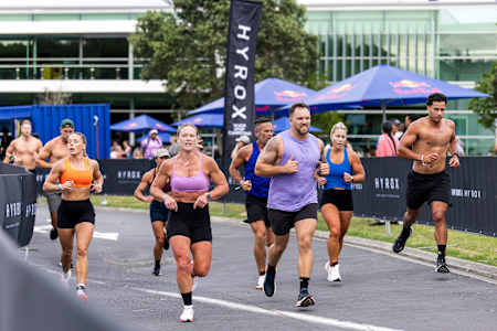 Competitors perform during Hyrox  in Auckland, NZ on February 2, 2025.