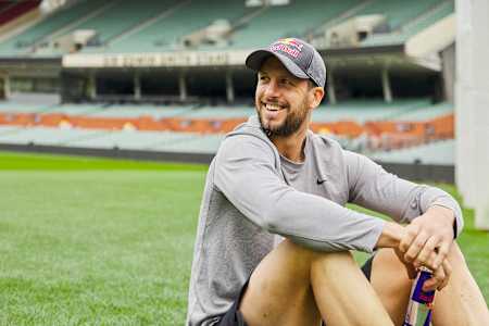 Travis Boak poses for portrait on the Adelaide Oval grounds