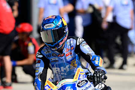 Le pilote de moto Álex Márquez et son casque Shoei.