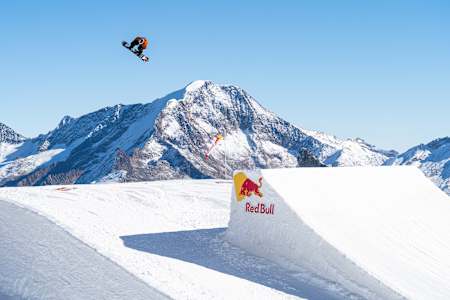 Mark McMorris airtime during the Red Bull Performance Camp