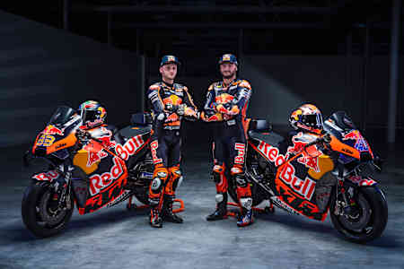 Brad Binder & Jack Miller bei der Red Bull KTM MotoGP Team Präsentation bei Kiska in Salzburg, 2023.