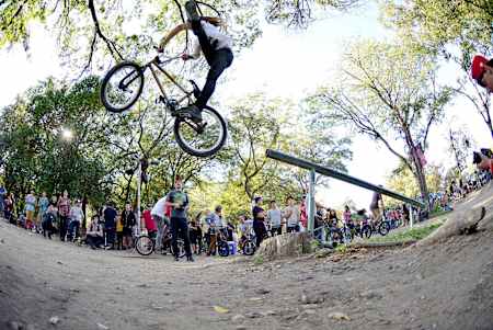 Uprail grind to can-can x-up at the Halloween Jam