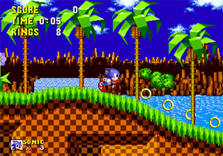 Legendär: Sonic läuft durch die Green Hill Zone.