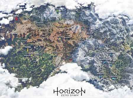 Die Karte von Horizon Zero Dawn.