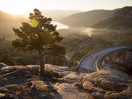 Cody Webb and Taylor Robert ride along the iconic Donner Pass.