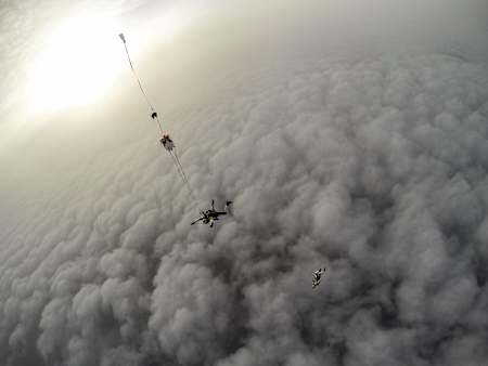 Fred Fugen and Vincent Reffet training in Austria in may 12th for a jump at 33 000 feet (10 km) above the Mont Blanc, France, on May 31st 2014