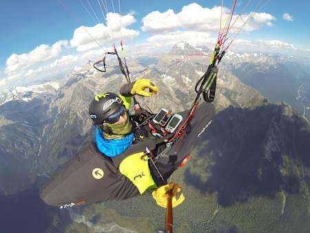 Gavin McClurg over the Canadian Rockies