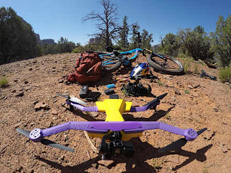 air dawg drone shot with bike in sedona