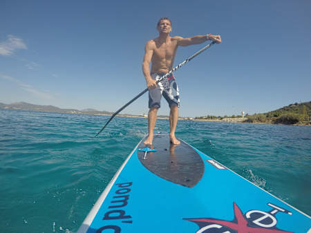 Jacopo Bugatti in azione sul SUP