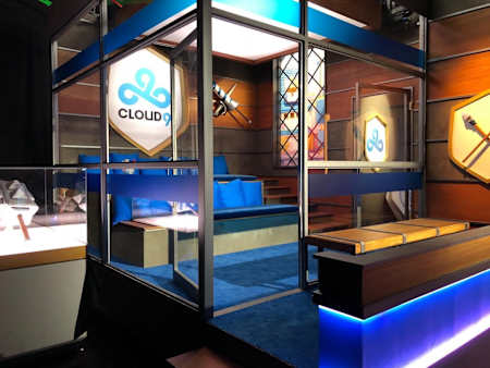 A photo of the Clash Royale League broadcast set