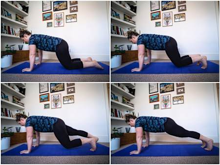 A different but effective way to get into the plank position.